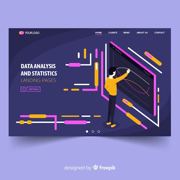 Kostenloser Vektor datenanalyse-zielseite