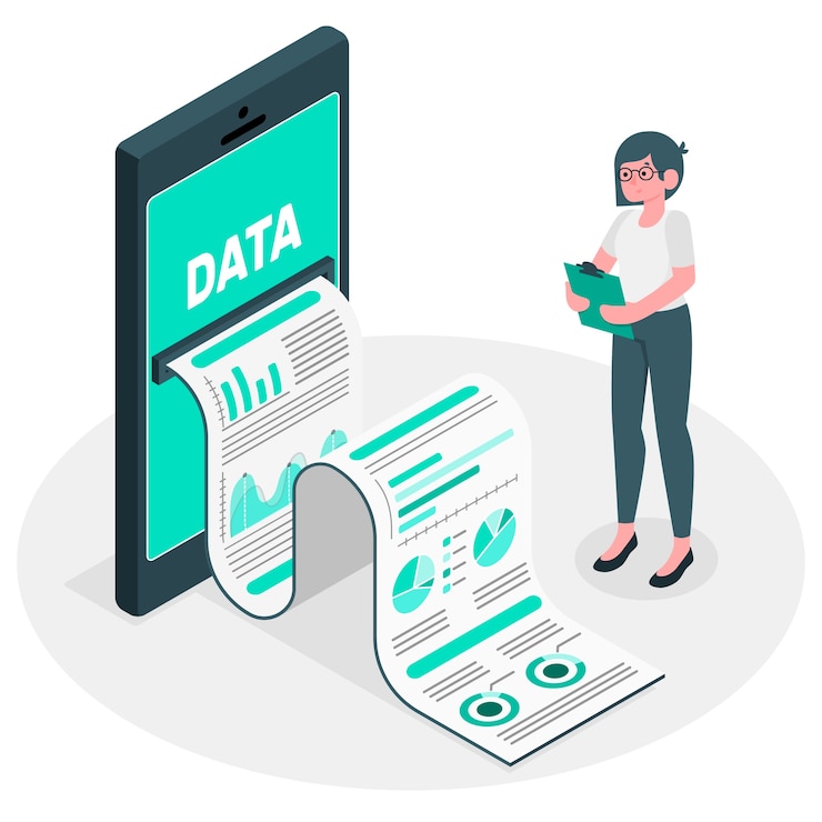 Kostenlose Vektor datenbericht illustration konzept