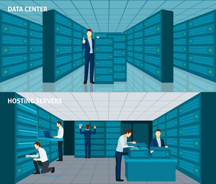 Kostenlose Vektor datencenter-bannersatz