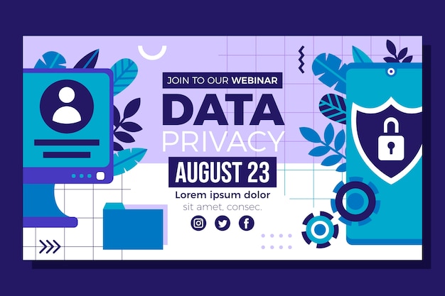 Kostenloser Vektor datenschutz-webinar-vorlage im flachen design