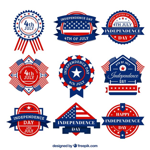 Dekorative amerikanische Abzeichen in Vintage-Design