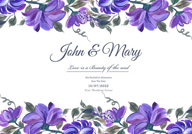 Dekorative Blumenkarte der Hochzeitseinladungsaquarell