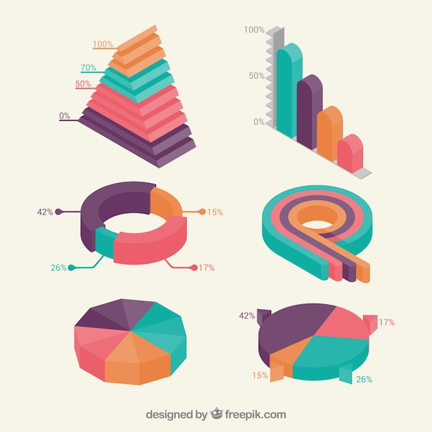 Kostenloser Vektor dekorative elemente infografik in isometrischem design