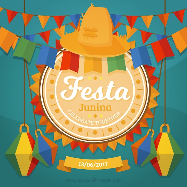 Kostenloser Vektor dekorative festa junina hintergrund