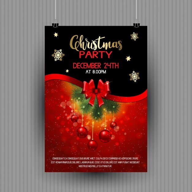 Dekorative gestaltung für eine weihnachtsfeier flyer Kostenlose Vektor