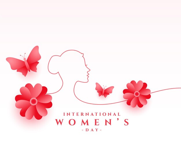 Dekorative Grußkarte zum Frauentag mit Damengesicht im Linienstil