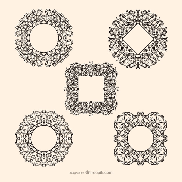 Kostenloser Vektor dekorative kreis und quadrat rahmen vektoren