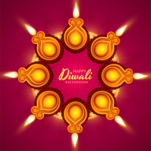 Dekorative öllampe diwali festival feier karte hintergrund