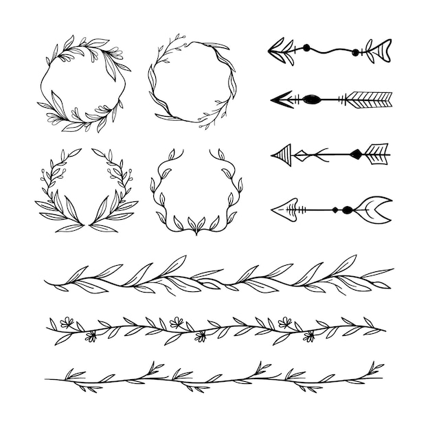 Kostenloser Vektor dekorative zierelemente gesetzt