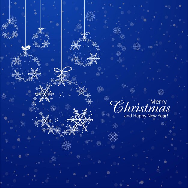 Dekorativer blauer Hintergrund der Weihnachtskartenschneeflocken-Kugel