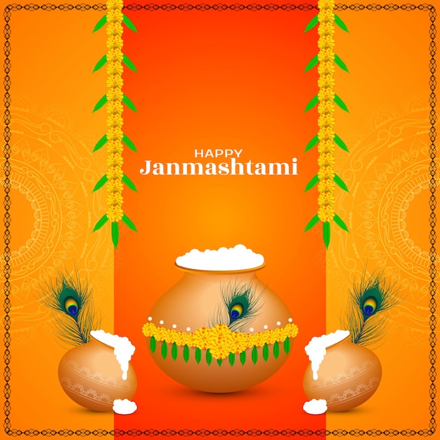 Dekorativer hintergrund des glücklichen indischen festivals janmashtami