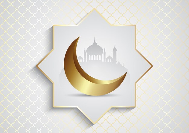 Dekorativer Hintergrund für Ramadan Kareem mit Moschee und Halbmond