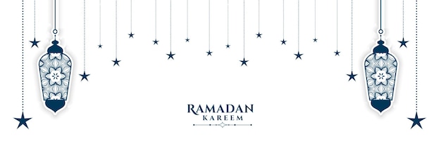 Dekorativer islamischer Ramadan Kareem weißer Fahnenentwurf