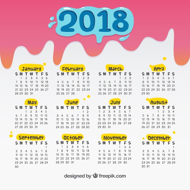 Dekorativer kalender des neuen jahres 2018