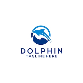 Delphin fisch tier logo konzept vektor in weißem hintergrund isoliert