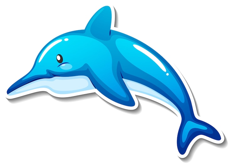 Kostenlose Vektor delphin-meerestier-cartoon-aufkleber