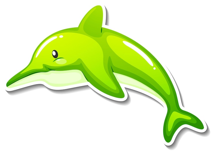 Kostenlose Vektor delphin-meerestier-cartoon-aufkleber
