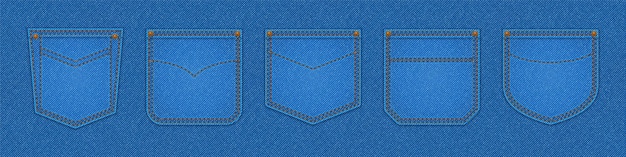 Denim-Patch-Taschen-Designelemente für Jeans-Set