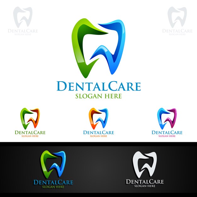 Dental Logo Zahnarzt Stomatologie Logo Premium Vektor