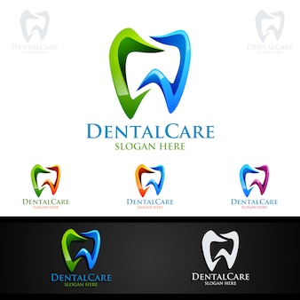 Dental Logo Zahnarzt Stomatologie Logo Premium Vektor