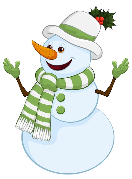 Der fröhliche Schneemann begrüßt die Freude des Winters