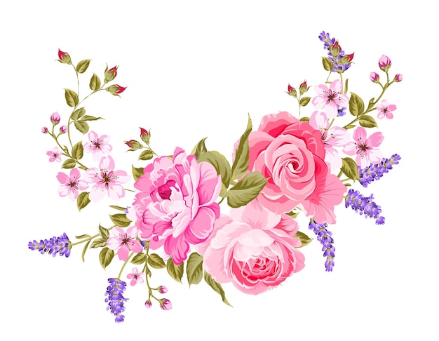 Der Lavendel elegante Karte Botanische Illustration von Provence-Lavendel Blumenstrauß aus roten Blumen und Lavendel im Vintage-Stil Karte mit Platz für Ihren Text Vektor-Illustration