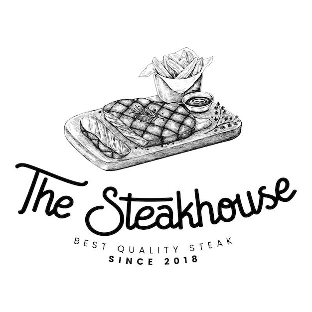 Kostenloser Vektor der steakhouse-logo-design-vektor