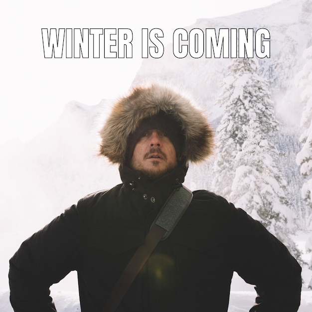 Kostenloser Vektor der winter kommt meme