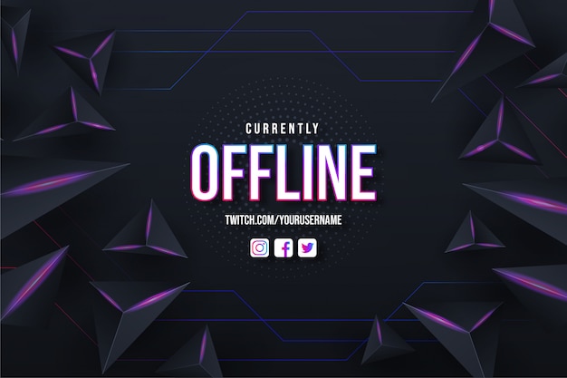 Derzeit offline twitch background design vorlage mit abstraktem hintergrund