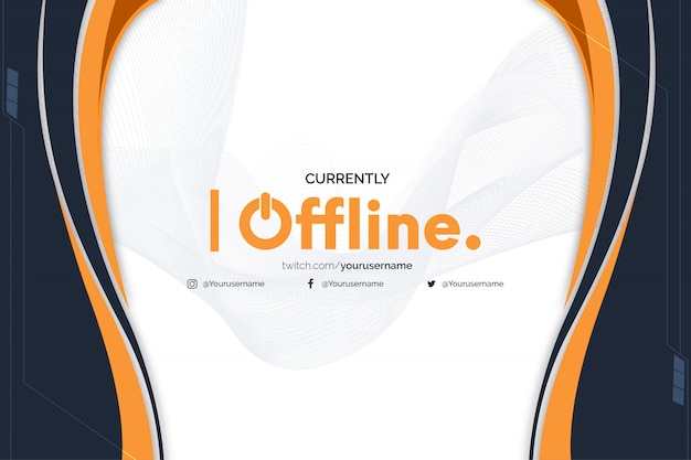 Derzeit offline twitch banner mit abstrakten orangefarbenen formen