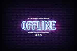 Kostenloser Vektor derzeit offline twitch banner mit neon design