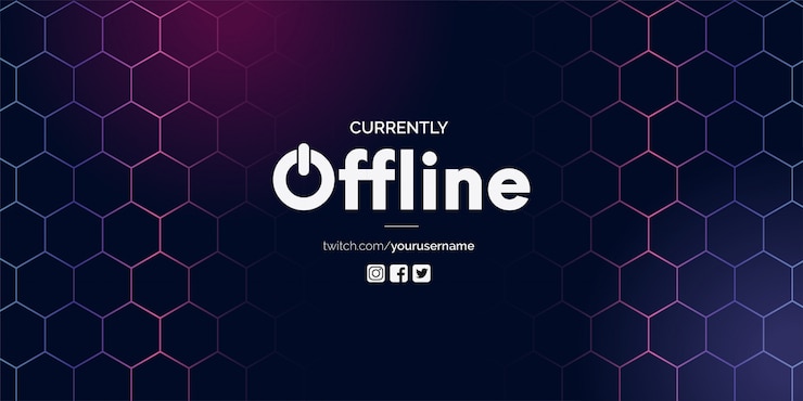 Kostenlose Vektor derzeit offline twitch mit sechseckigen formen