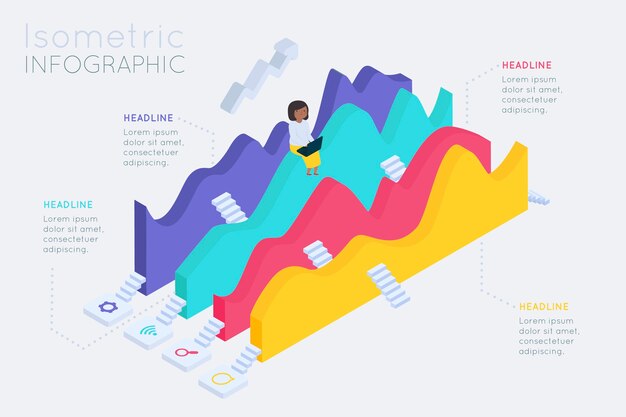 Design der isometrischen Infografik-Sammlung