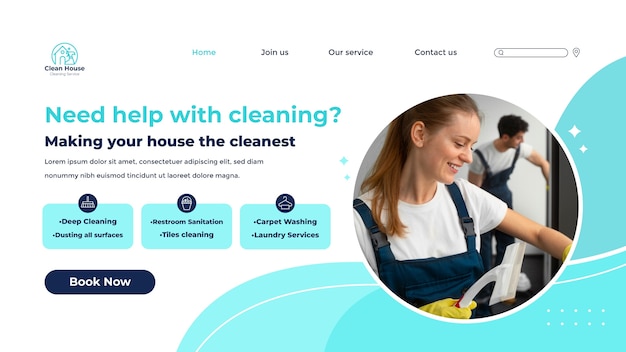 Design der landingpage-vorlage für reinigungsdienste