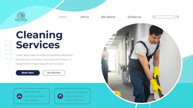 Design der landingpage-vorlage für reinigungsdienste