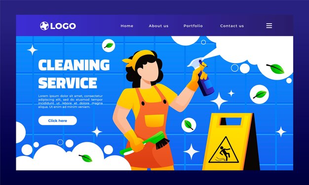 Design der Landingpage-Vorlage für Reinigungsdienste