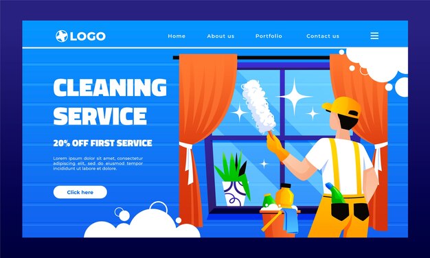 Design der Landingpage-Vorlage für Reinigungsdienste