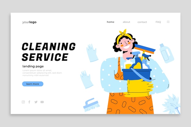Design der Landingpage-Vorlage für Reinigungsdienste