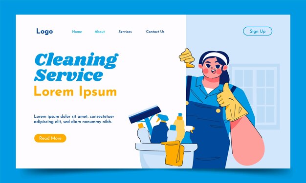 Design der Landingpage-Vorlage für Reinigungsdienste