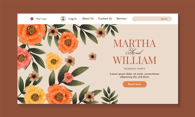 Design der Zielseitenvorlage für die Hochzeit