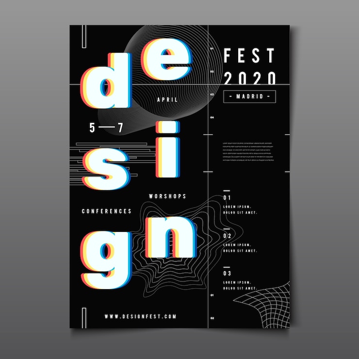 Kostenlose Vektor design-plakat der roten cyan-brille 3d