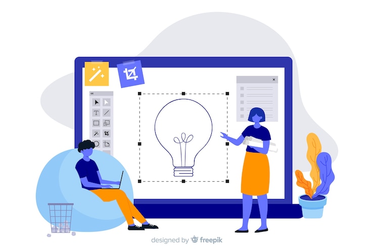 Kostenlose Vektor design-prozess-landing-page-konzept