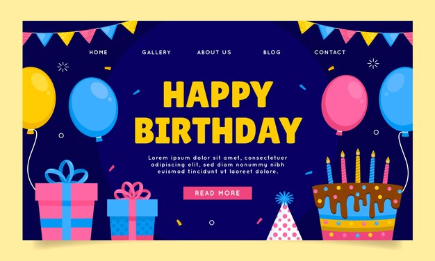 Design-Vorlage für Geburtstags-Landingpage