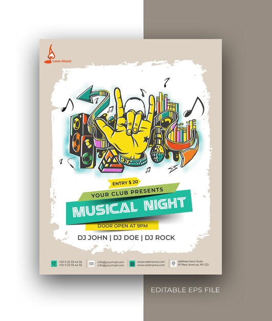 Design-Vorlage für Musik-Flyer, Poster, Broschüren, Social-Media-Post-Promotion.