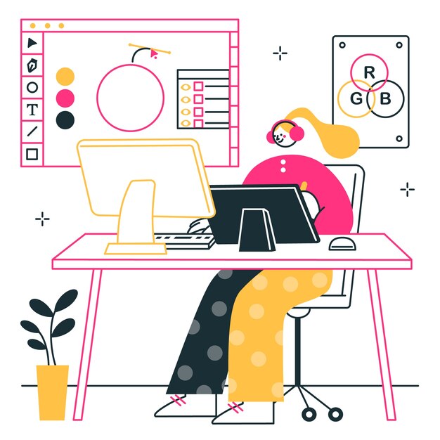 Designer-Mädchen-Konzeptillustration