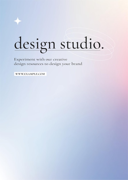 Designstudio-Plakatvektor auf pastelllila und rosa Farbverlaufsgrafik