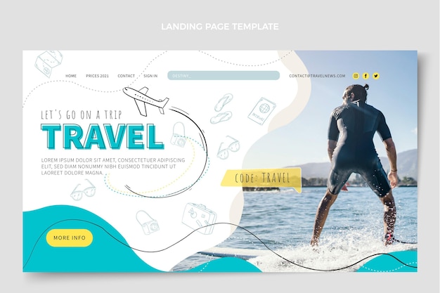 Kostenloser Vektor designvorlage für die reise-landingpage