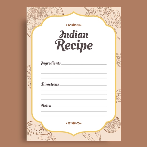 Designvorlage für indische rezepte