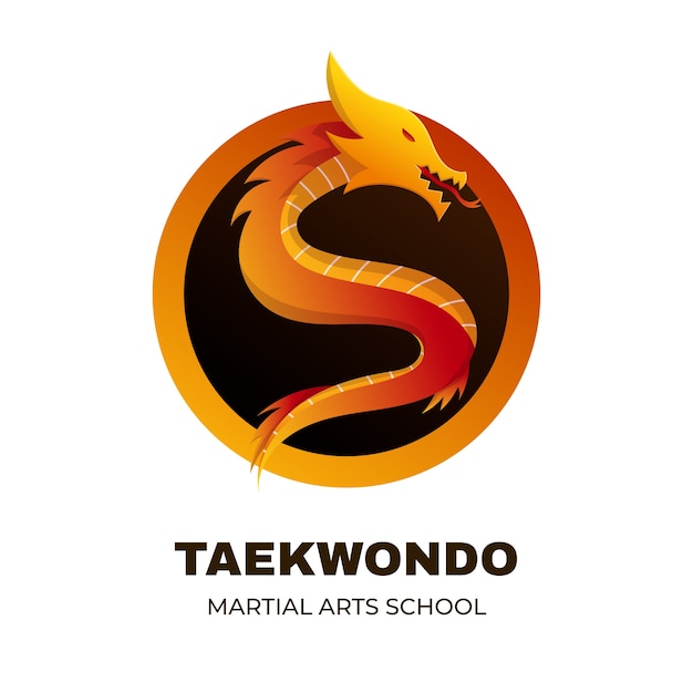 Kostenloser Vektor designvorlage für taekwondo-logo mit farbverlauf