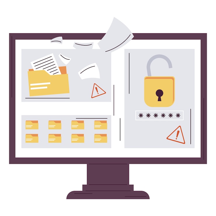 Kostenlose Vektor desktop mit cyberbetrug